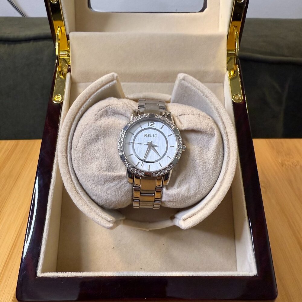 Relic by Fossil Silver/Crystal Ladies' Modern Watch ZR34201, 30mm